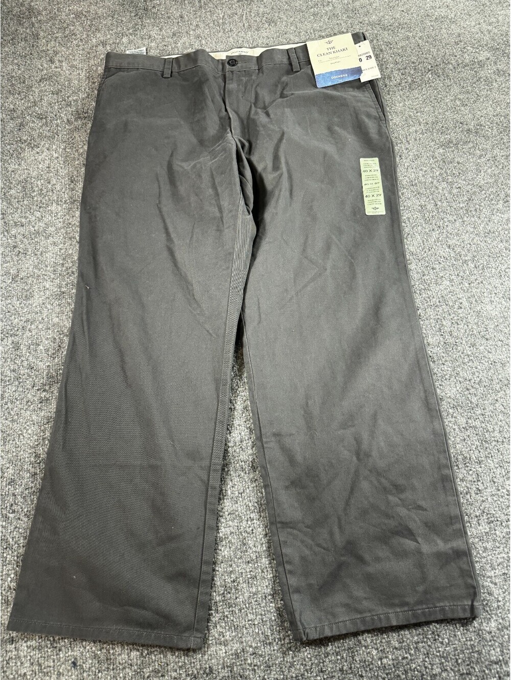 Dockers D2 The Clean Khaki Men 40x29 Pant Forge Gray Cotton Straight Leg Relaxed
